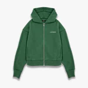 Capital Zip Hoodie Hunter Green by Last Bucks, front view with full zip, hood and small “LAST BUCKS” chest logo