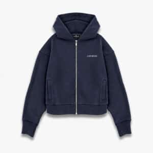 Capital Zip Hoodie Navy by Last Bucks, front view with full zip, hood and small “LAST BUCKS” chest logo