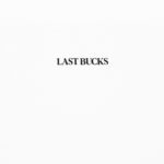 Close-up of the front chest logo on The Balance Side Tee in white, featuring “LAST BUCKS” in black