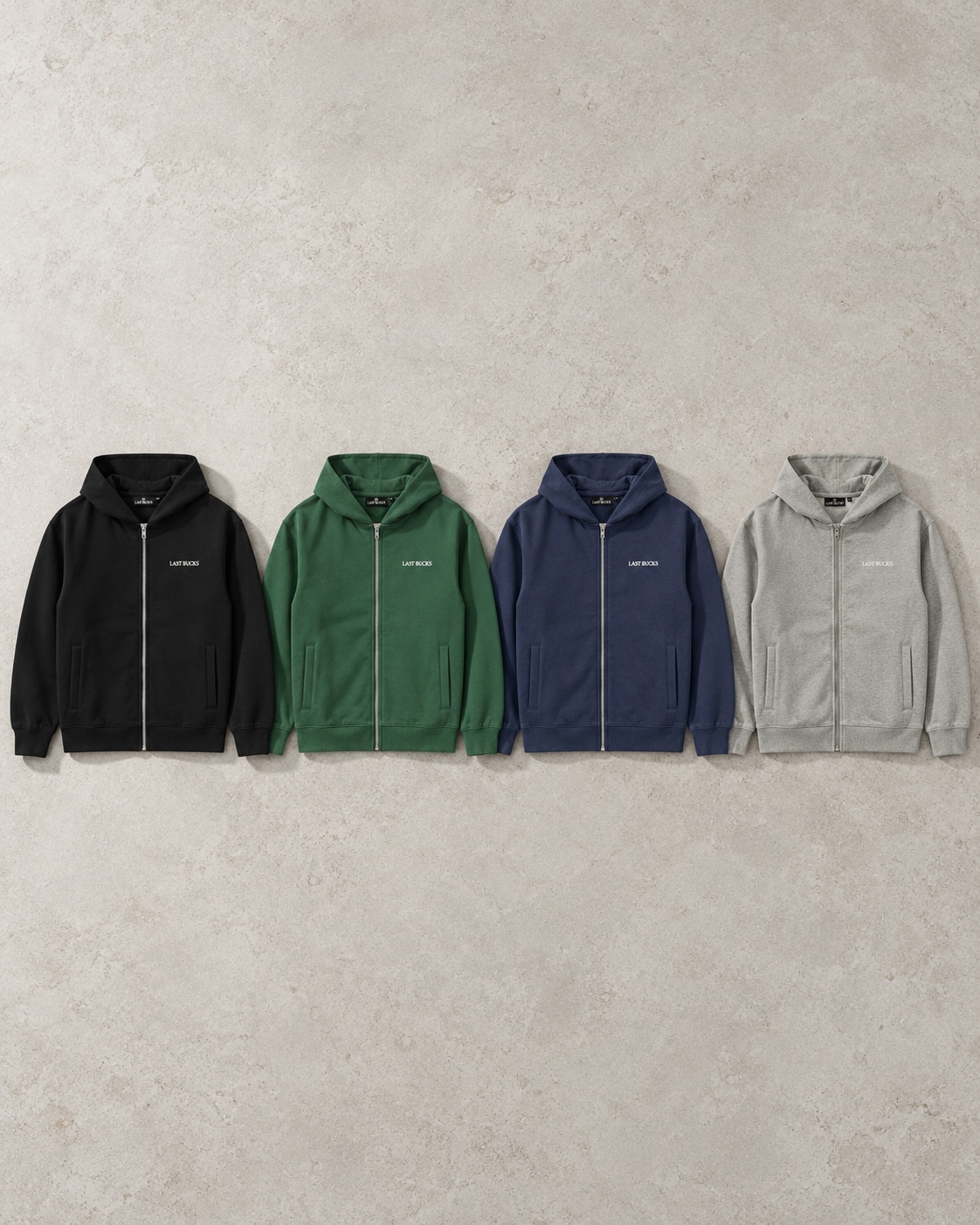 Vier kleuren Last Bucks zip hoodie voor de herfst