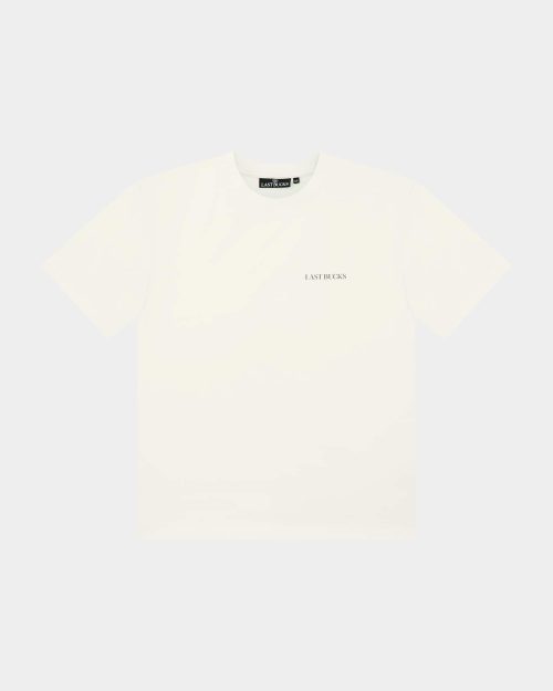 Uncaged Birds Tee Off-White - front view with small LAST BUCKS chest print