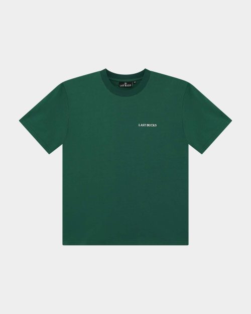Capital Tee Hunter Green, featuring a minimalist “LAST BUCKS” chest logo on the front
