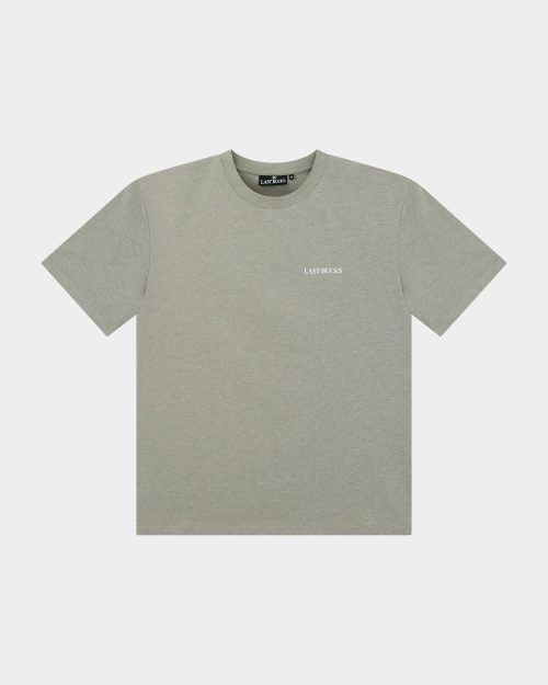 Capital Tee Mari Grey Front product photo of The Capital Tee in Mari Grey with a minimalist “LAST BUCKS” chest logo